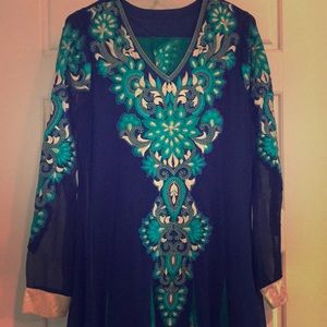 Blue and green Bollywood anarkali salwar kameez